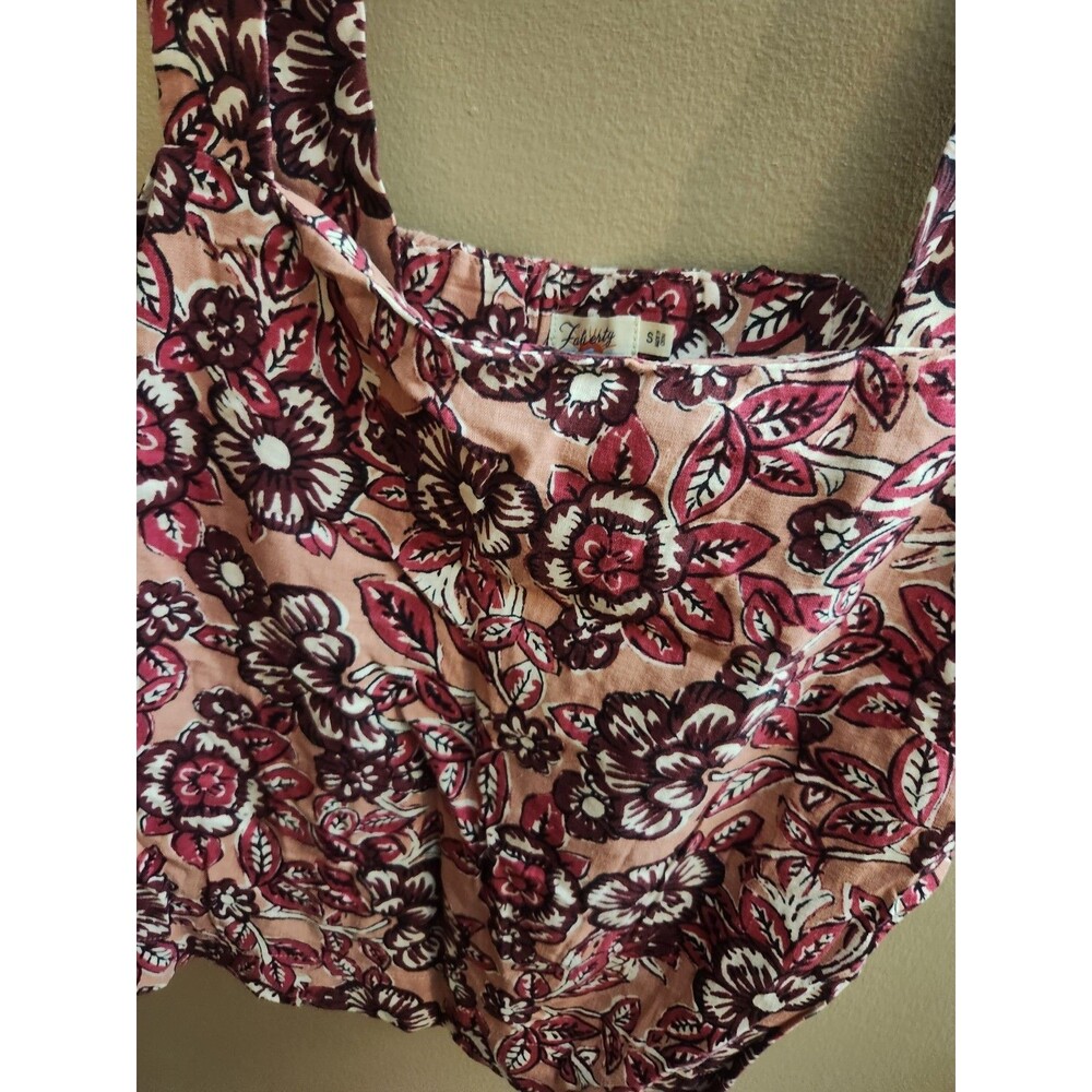 Faherty Pacifica Floral Square Neck Linen Blend Tank Top Size S - Picture 4 of 7